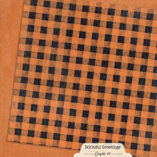 GRAPHIC 45 BOOtiful Greetings 12x12 Paper: Rusty Orange Patterns & Solids
