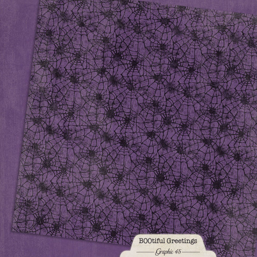 GRAPHIC 45 BOOtiful Greetings 12x12 Paper: Potion Purple Patterns & Solids