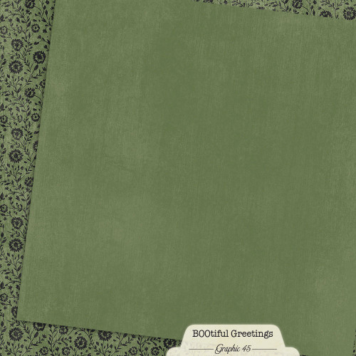 GRAPHIC 45 BOOtiful Greetings 12x12 Paper: Gothic Green Patterns & Solids