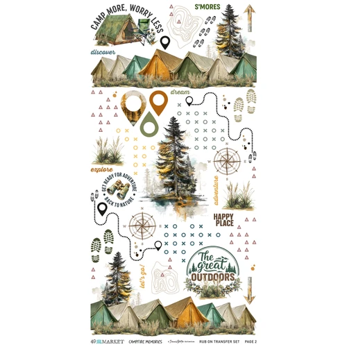 COMING SOON: 49 AND MARKET 6x12 Blendable Rub-On Transfer Set: Campfire Memories