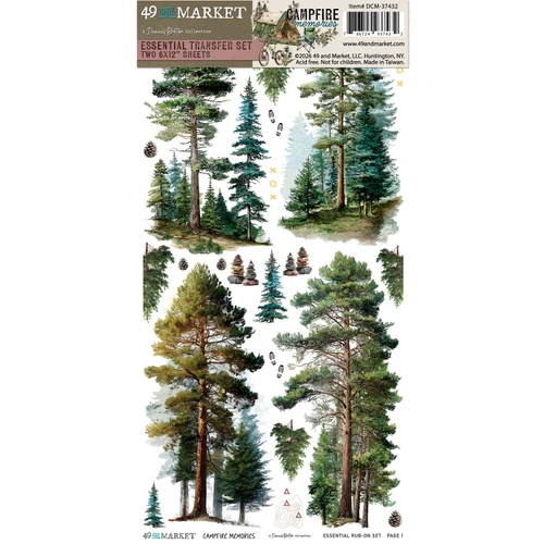 COMING SOON: 49 AND MARKET 6x12 Essential Rub-On Transfer Set: Campfire Memories