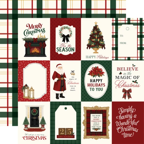 CARTA BELLA Classic Christmas 12x12 Paper: 3x4 Journaling Cards