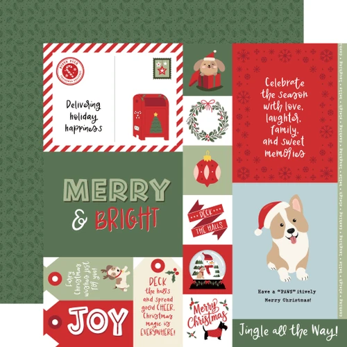 ECHO PARK Here Comes Santa Paws 12x12 Paper: Multi Journaling Cards