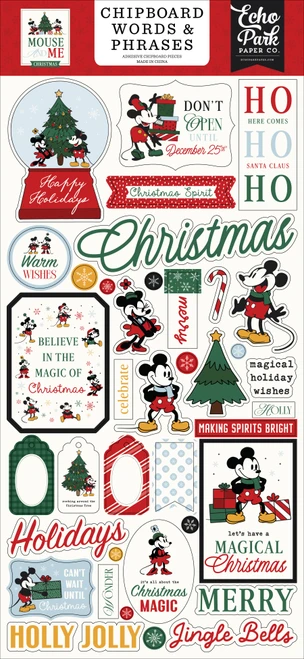 ECHO PARK Mouse and Me Christmas 6x13 Chipboard Word & Phrases