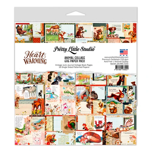 PREORDER - ships late October: PRETTY LITTLE STUDIO 6x6 Paper Pack | Animal Collage