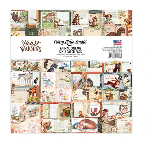 PREORDER - ships late October: PRETTY LITTLE STUDIO 12x12 Single-Sided Paper Pack | Animal Collage