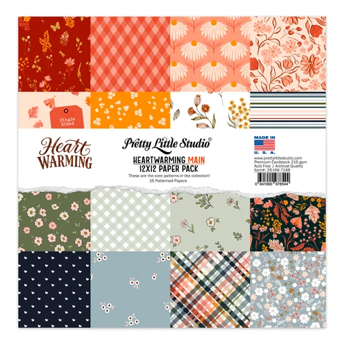 PREORDER - ships late October: PRETTY LITTLE STUDIO 12x12 Single-Sided Paper Pack | Heartwarming Main