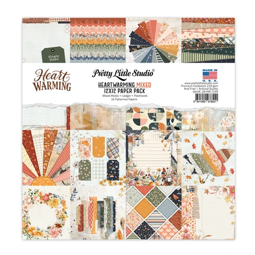 PREORDER - ships late October: PRETTY LITTLE STUDIO 12x12 Single-Sided Paper Pack | Heartwarming Mixed
