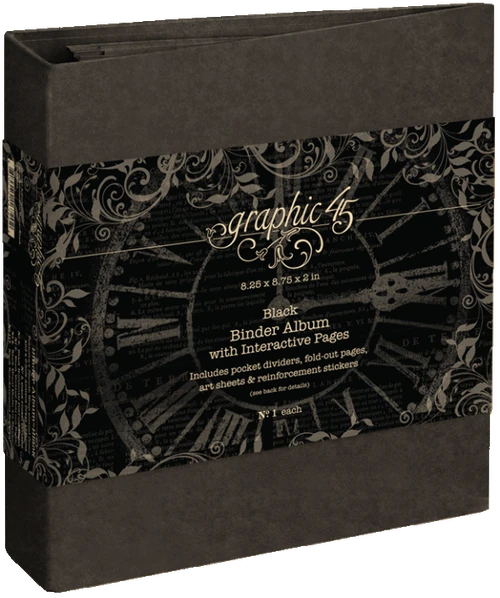 GRAPHIC 45 Black Binder Album w/Interactive Pages