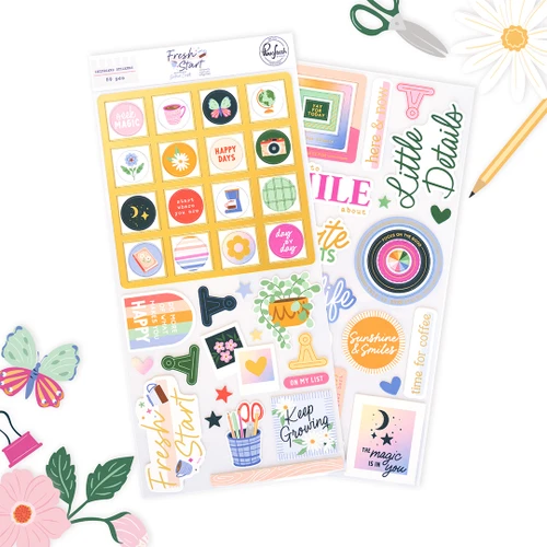 PINKFRESH STUDIO Chipboard Stickers: Fresh Start