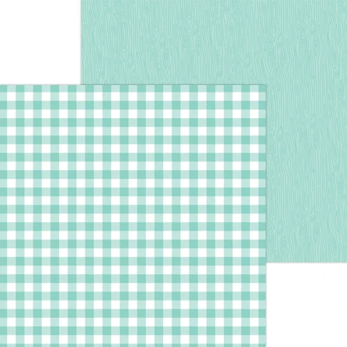 DOODLEBUG DESIGNS Monochromatic Collection 12x12 Cardstock - Buffalo Check/Wood Grain: Pistachio