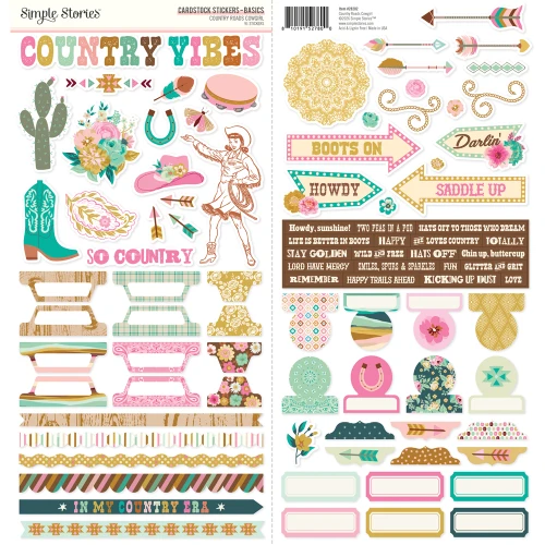 PREORDER - ships November: Country Roads Cowgirl Cardstock Stickers - Basics