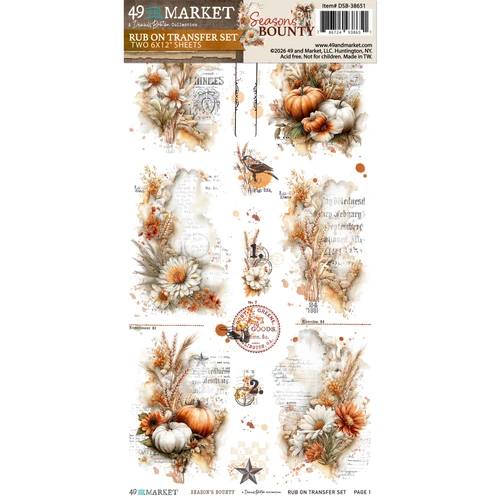 49 AND MARKET 6x12 Essential Rub-On Transfer Set: Season's Bounty