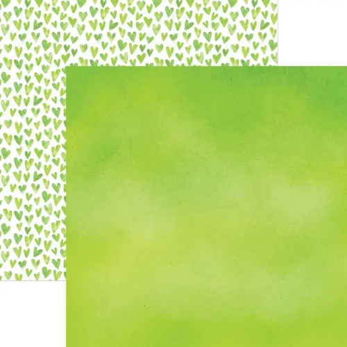 PAPER HOUSE PRODUCTIONS 12x12 Paper: Watercolor Hearts - Green