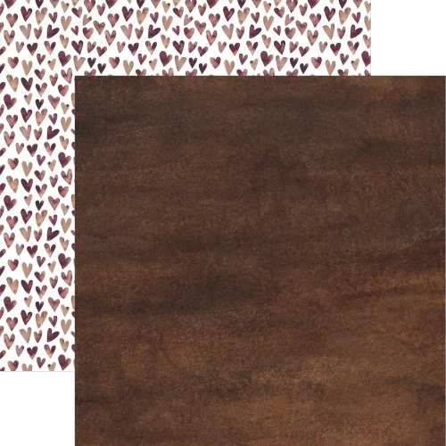 PAPER HOUSE PRODUCTIONS 12x12 Paper: Watercolor Hearts - Brown