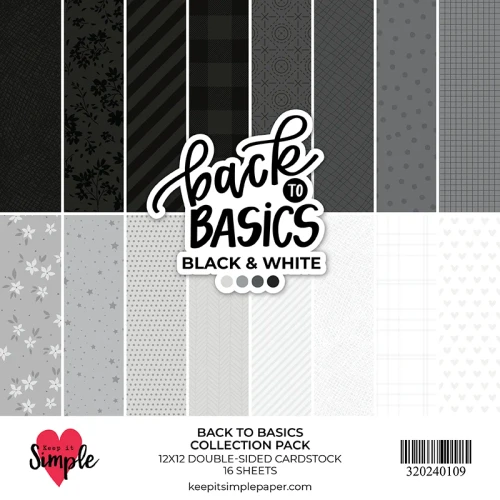 KEEP IT SIMPLE Back To Basics 12x12 Paper Pack - Black & White