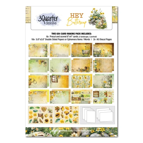 3QUARTER DESIGNS 6x4 Card Making Pack: Hey Buttercup