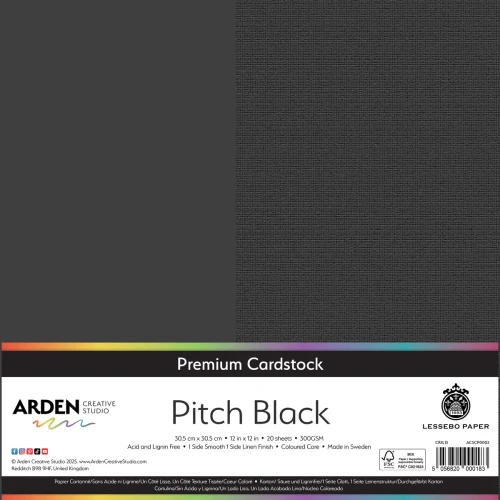 ARDEN CREATIVE STUDIO 12x12 Premium Cardstock: Pitch Black (20 pack)