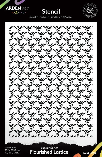 ARDEN CREATIVE STUDIO 6x8 Stencil: Makers Series - Flourished Lattice