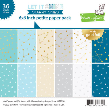 New! Lawn Fawn LET IT SHINE STARRY SKIES 12x12 Cardstock Paper Collection  Pack