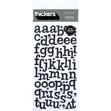 American Crafts Thickers: SPRINKLES  Black Glitter Chipboard - Scrapbook  Generation