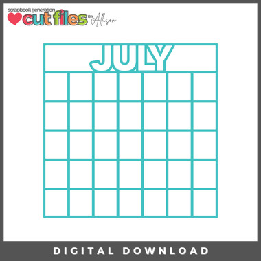 DIGITAL DOWNLOAD: Cut Files by Allison - July Calendar - Scrapbook ...