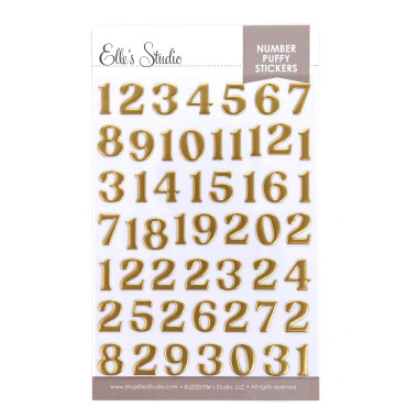 ELLE'S STUDIO Puffy Stickers: Christmas | Number - Matte Gold ...