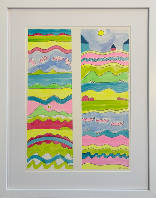 Olivia Cabot-Sawyer: Two-Panel Landscape with Houses