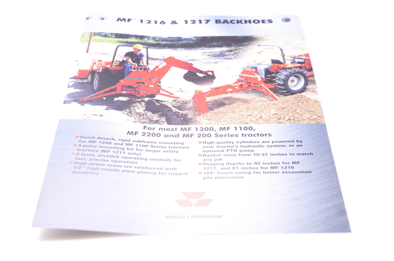 Massey Ferguson 3768349M1 MF 1216 u0026 1217 Backhoes Brochure NOS