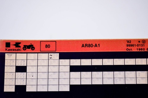 Kawasaki AR80 A1 1982 Parts List Microfiche NOS k109 
