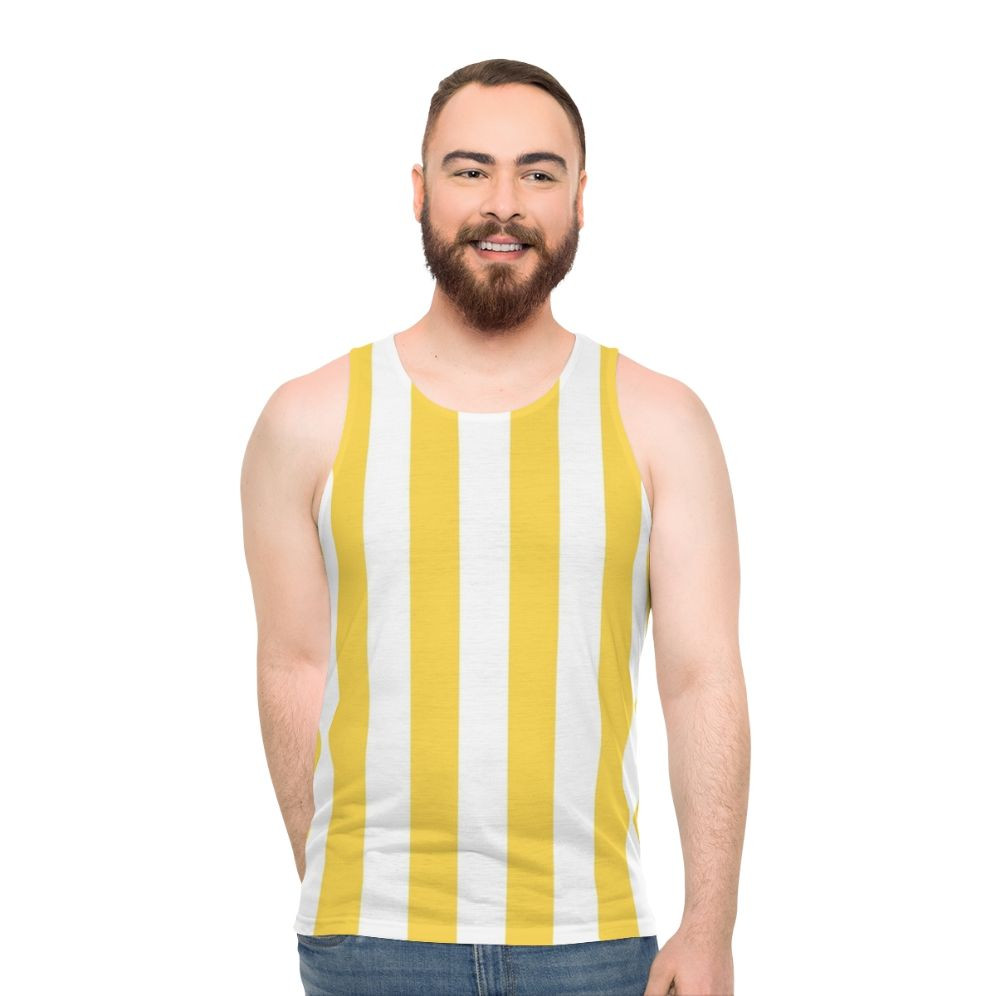 yellow and white top
