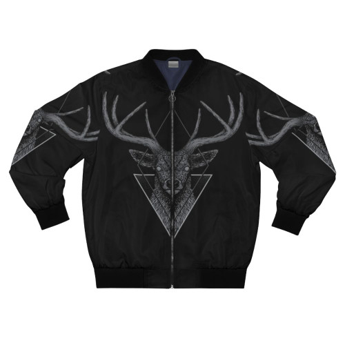 Dark Deer Geometric Bomber Jacket