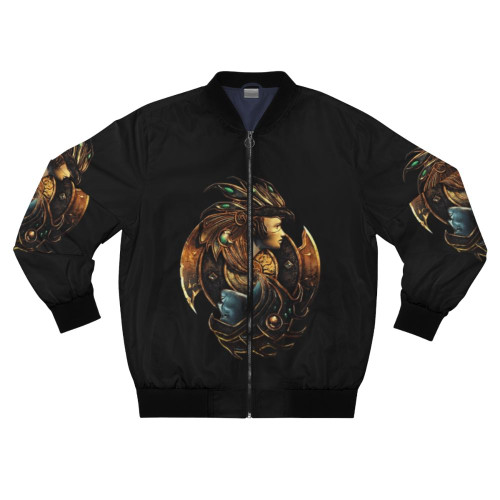 Baldur's Gate Throne Of Bhaal Mythology Bomber Jacket featuring fantasy RPG elements and symbols