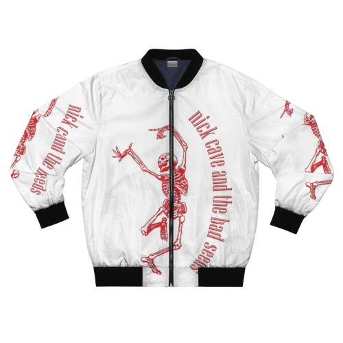 A stylish bomber jacket with the "Bad Seed" logo, inspired by the iconic musician Nick Cave.