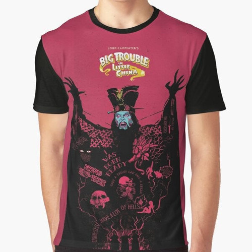 Big Trouble in Little China movie graphic t-shirt featuring Kurt Russell as Jack Burton