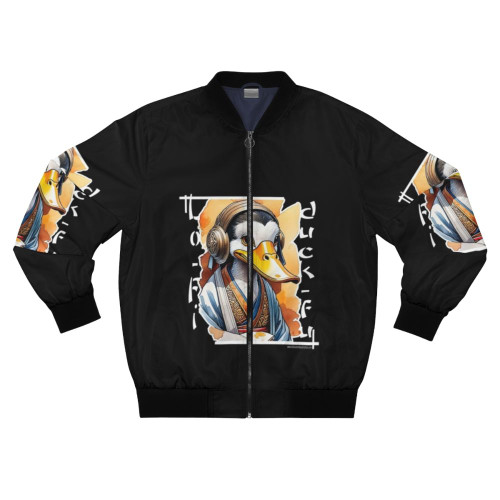 Lo-Fi Duck Bomber Jacket with Graphic Mixed Art Design