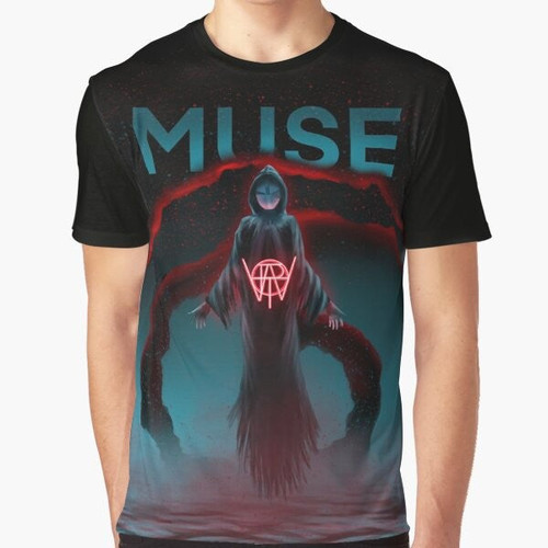 Graphic t-shirt design with bold, colorful print