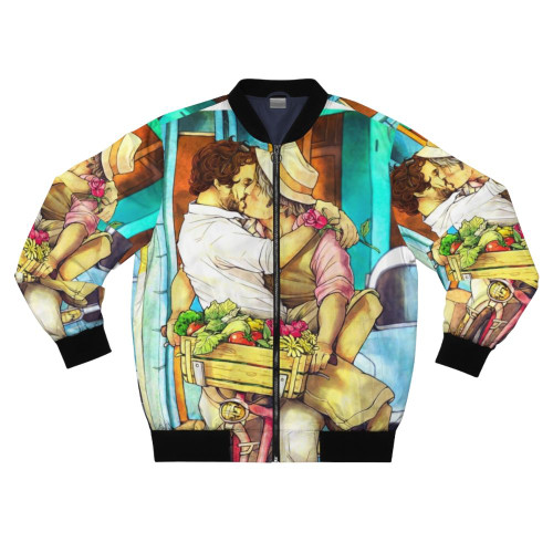Hannigram-inspired bomber jacket with hearts and floral designs