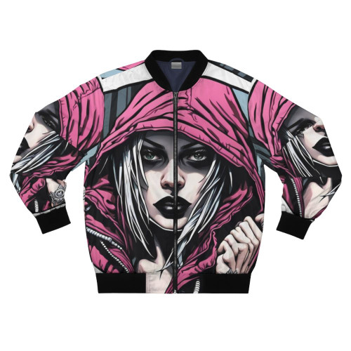 Stylish woman's bomber jacket with hood illustration and vector art design