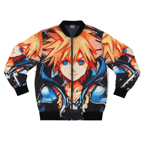 Sora from the Kingdom Hearts video game series wearing a bomber jacket