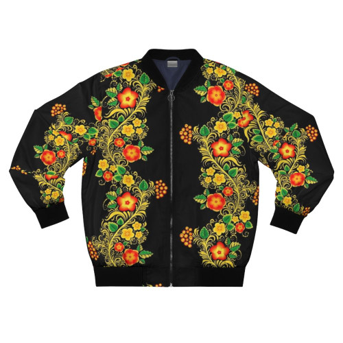 Russian Khokhloma Patterned Bomber Jacket