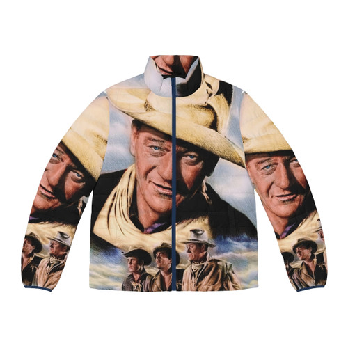 Vintage John Wayne "The Duke" portrait puffer jacket with americana and classic hollywood design