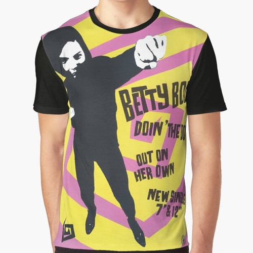 90s Betty Boo graphic t-shirt featuring retro "Doin' The Do" design with spiral, vinyl record, and pop art elements