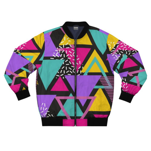 Memphis triangles geometric pattern bomber jacket
