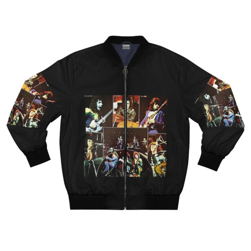 A classic bomber jacket featuring the logo and branding of The Sensational Alex Harvey Band, a popular Scottish hard rock band from the 1970s.