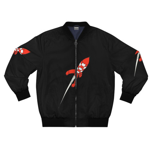 Tintin Rocket Bomber Jacket featuring a graphic design inspired by the adventures of Tintin