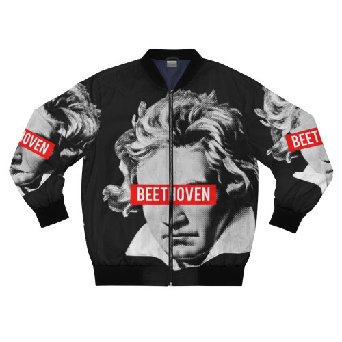 Beethoven Classical Music Bomber Jacket with Halftone Design