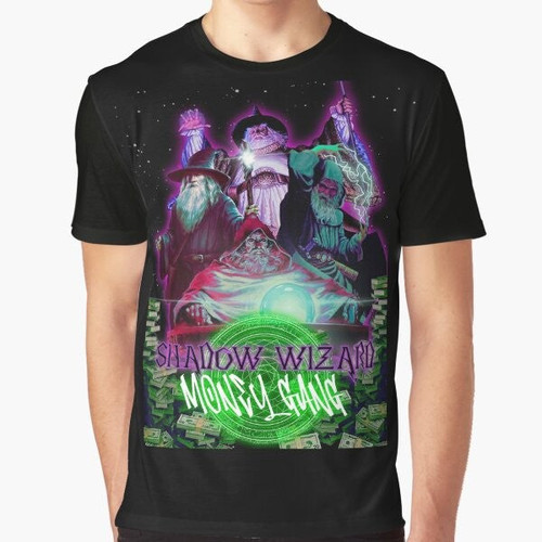 Shadow Wizard Money Gang graphic design on a t-shirt