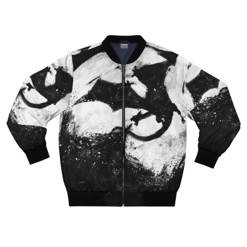 Midnight Desolation Bomber Jacket featuring a moon and dragon design
