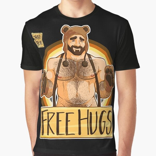 BEAR PRIDE Graphic T-Shirt featuring a cute cartoon bear design in rainbow colors, representing the LGBTQ+ community.